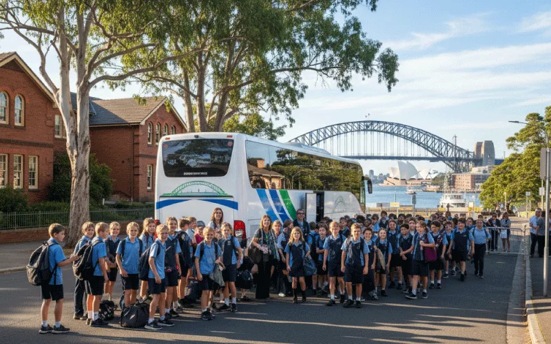 Teachers supervising students during a safe school excursion with Sydney Coach Company.