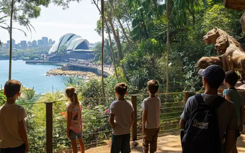 older kids explore Taronga Zoo, explore Sydney, August 2024, Australia