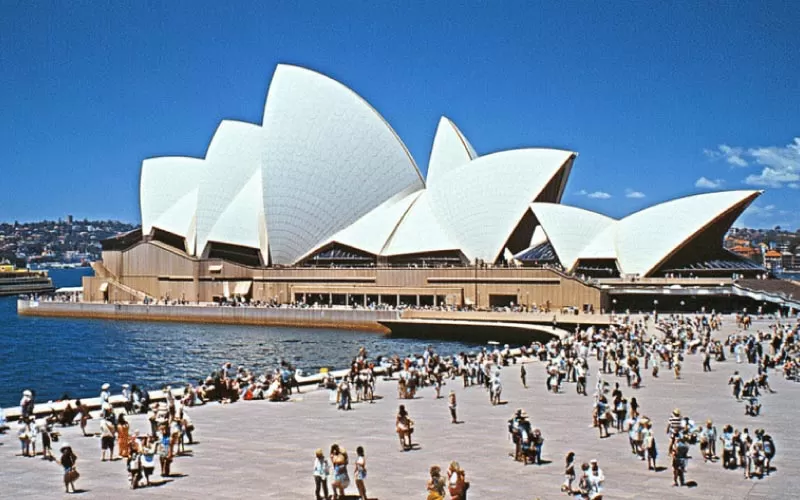 crowds at the Sydney Opera House, Sydney holiday, October 2024, Australia