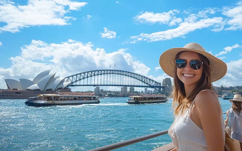 mum posing at the Harbor, Sydney family trips, December 2024, Australia