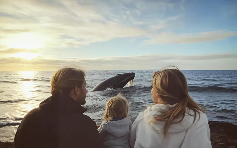 family is whale watching, Sydney trips, January 2025, Australia